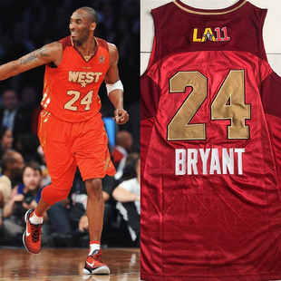 全刺绣湖人队科比24号2011全明星球衣复古AU刺绣kobe篮球服男背心