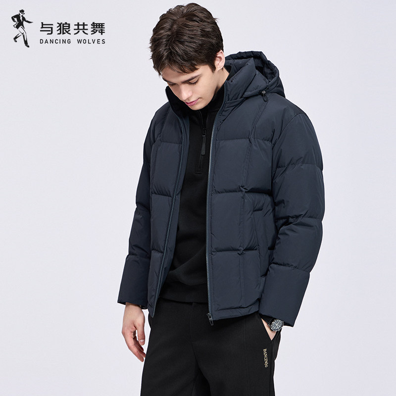 【鹅绒】与狼共舞高充绒连帽羽绒服男士2026冬季新款科技加厚外套