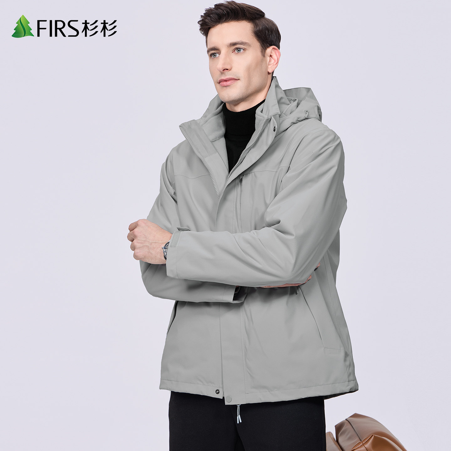 【商旅户外】杉杉连帽冲锋衣加绒夹克男2026春季新款防水防风外套