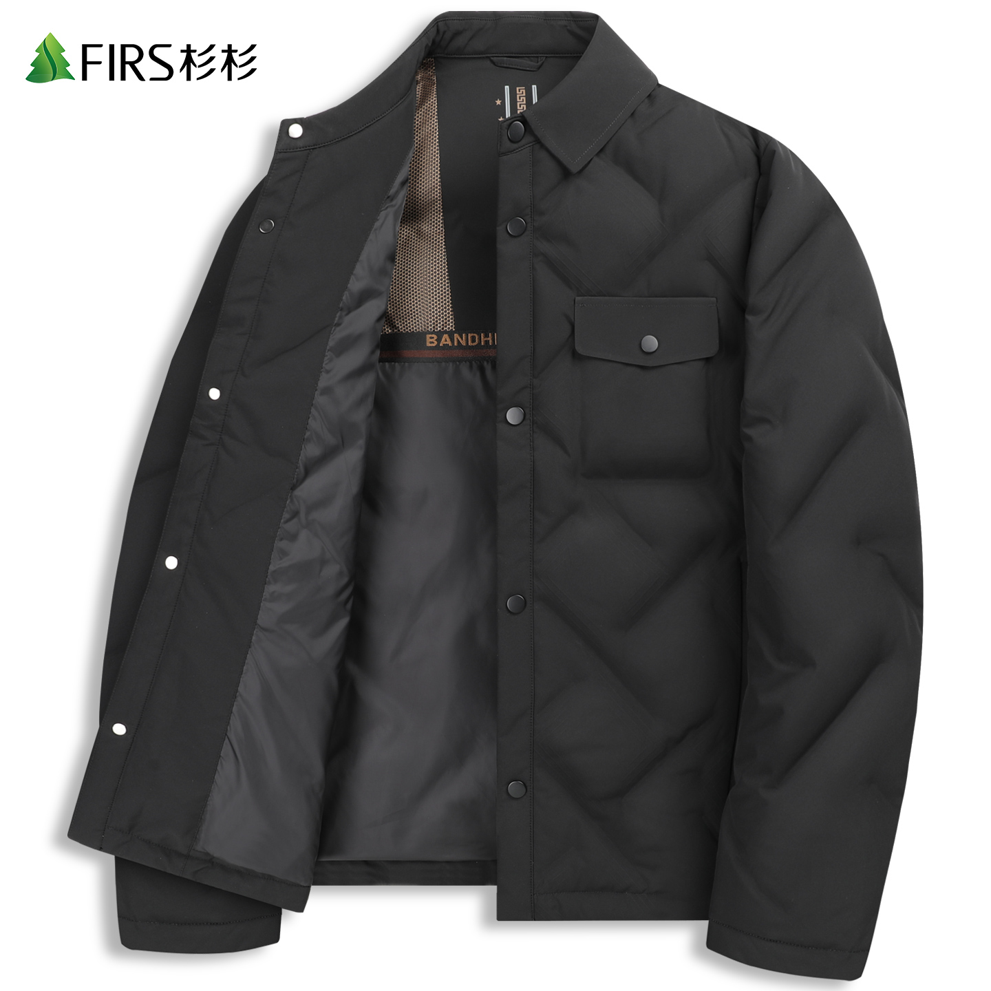 【热压缩绒】杉杉翻领羽绒服男2025冬季新款休闲通勤保暖加厚外套