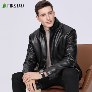 【貂毛领】杉杉加绒皮衣夹克男2025冬季新款加厚保暖商务通勤外套