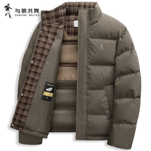 【295G高充绒】与狼共舞立领羽绒服男2026冬季新款复古保暖厚外套