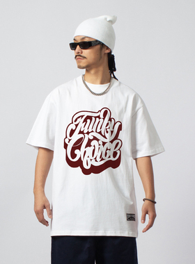 FunkyChoice美式休闲T恤东海岸涂鸦嘻哈短袖宽松圆领bboy滑板体恤