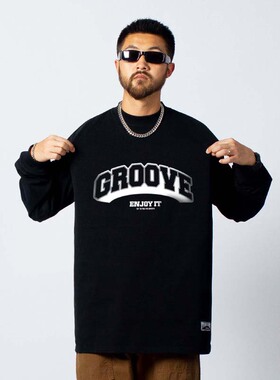 FunkyChoice街舞popping练功服GROOVE长袖打底上衣小领口宽松街头