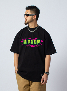 FunkyChoice重磅宽松街舞hiphop嘻哈短袖T恤男女涂鸦小领口体恤