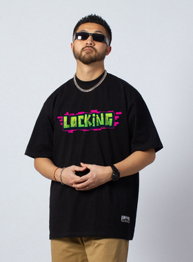 FunkyChoice涂鸦locking短袖街头原创潮牌T恤嘻哈locker男女情侣