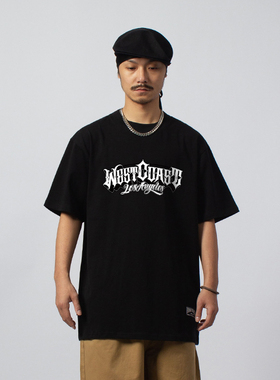 FunkyChoice美式西海岸匪帮字母印花短袖街舞T恤重磅纯棉洛杉矶