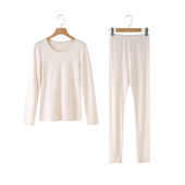 女士100%棉罗纹弹力秋衣秋裤 单条装