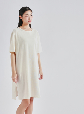 100%棉睡裙睡袍睡衣女士儿童家居服家居裙本白色原白色纯棉全棉