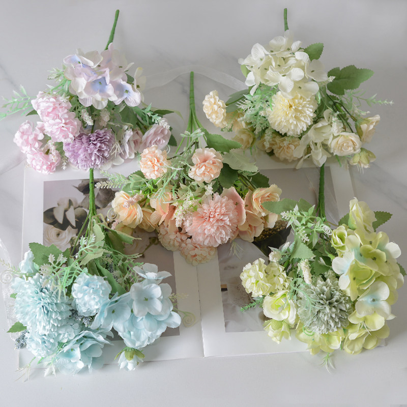 清仓仿真花绣球玫瑰球菊假花束家居客厅餐桌装饰摆件拍照道具套装