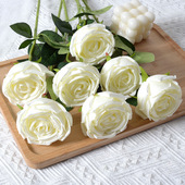 仿真单支皇妃玫瑰花复古法式 情人节玫瑰婚庆家居客厅装 饰摆件假花