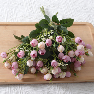 小把束仿真玫瑰花苞 家居酒店婚庆装饰假花人造花绢花欧式小把花