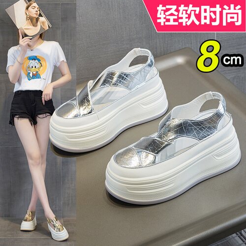 香港时尚凉鞋女2025新款夏季镂空透气鞋百搭厚底秀气坡跟罗马鞋