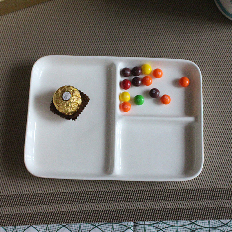 实尚陶瓷韩式餐盘分隔盘小食盘分菜碟三格平盘长方盘画画盘寿司盘,餐饮具,餐用托盘,淘宝优惠券,粉丝福利购,淘宝优惠卷