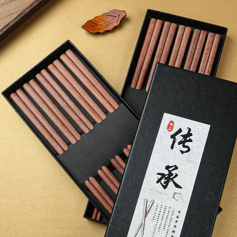 。红檀木筷子家用新款防霉防滑实木质红木快子乔迁20