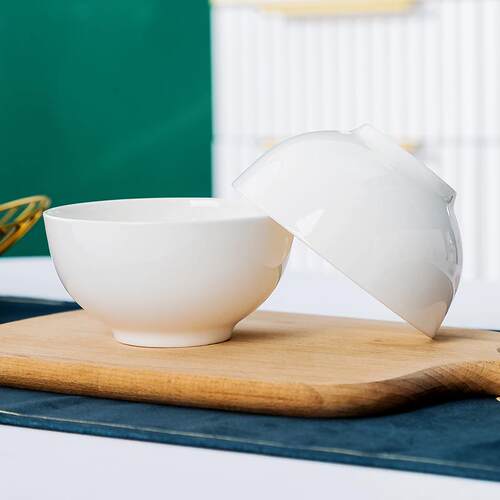 2eie纯白色骨瓷小碗汤碗家用米饭碗泡面碗吃饭碗5英寸中式陶瓷拉