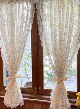 gju8法式浪漫洛可可小窗帘蕾丝花边田园ins风纱帘复古半帘免打孔