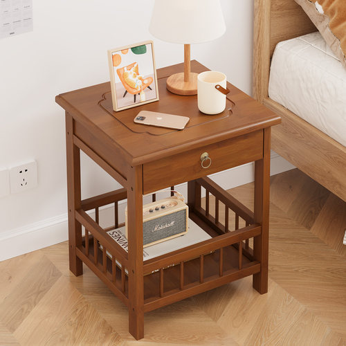 热销58C1床头柜简约小型卧室收纳置物架储物柜子床边桌床边柜楠竹