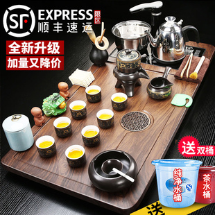 全自动烧水壶一体家用办公室功夫泡茶壶茶台 实木茶盘茶具套装