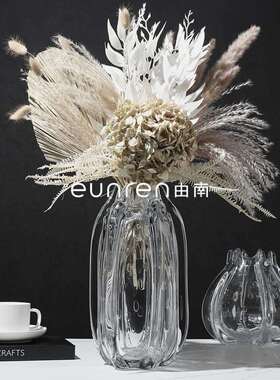 简约现代透明玻璃气泡造型花器几何花瓶摆件样板房间客厅桌面摆设