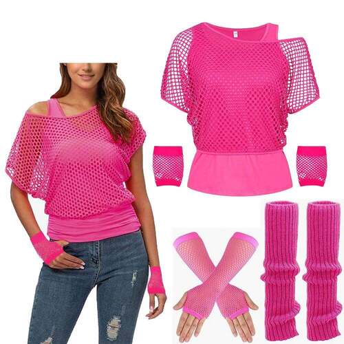 80s Outfit For Women 1980s Prom Costume Retro Women Neon Mes