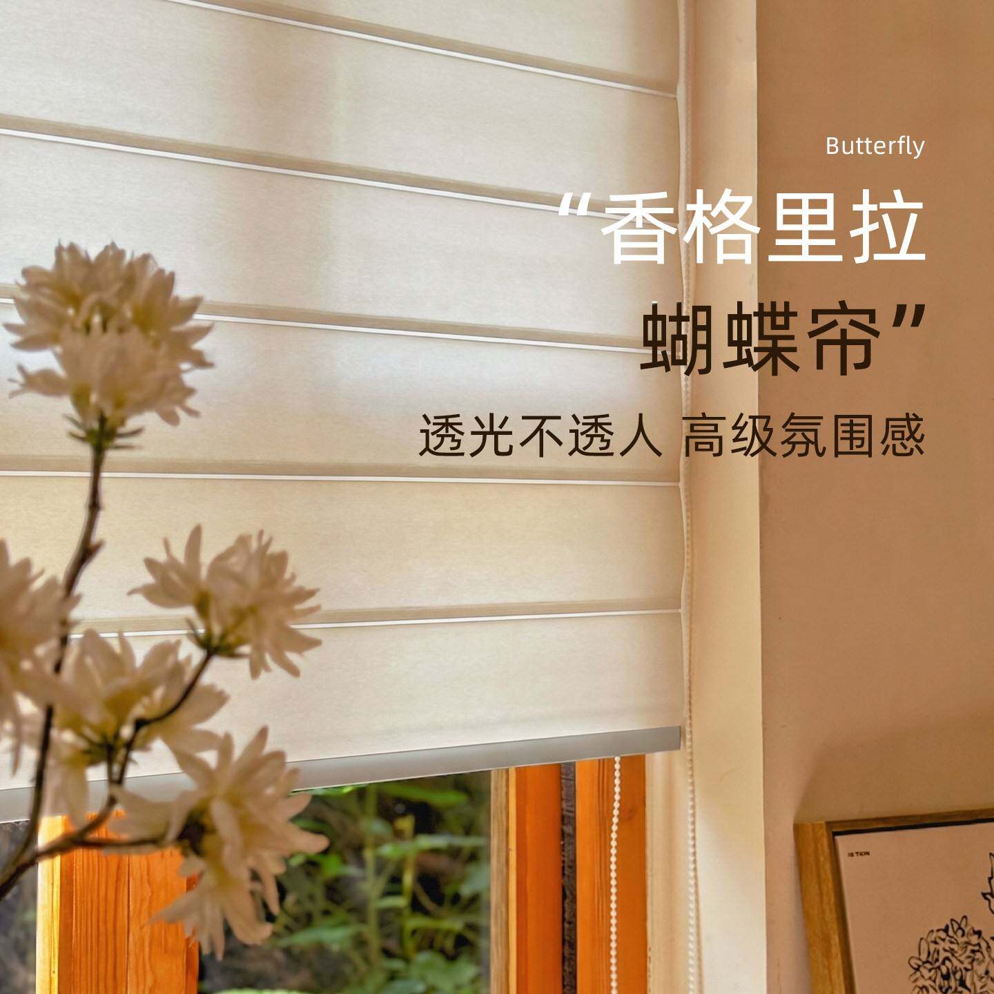 蝴蝶帘百叶窗帘客厅卧室遮光升降卷帘新款香格里拉拉卷式遮挡折叠
