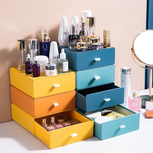 Drawer-style Color-blocked Storage Box for Office Desk, Stac