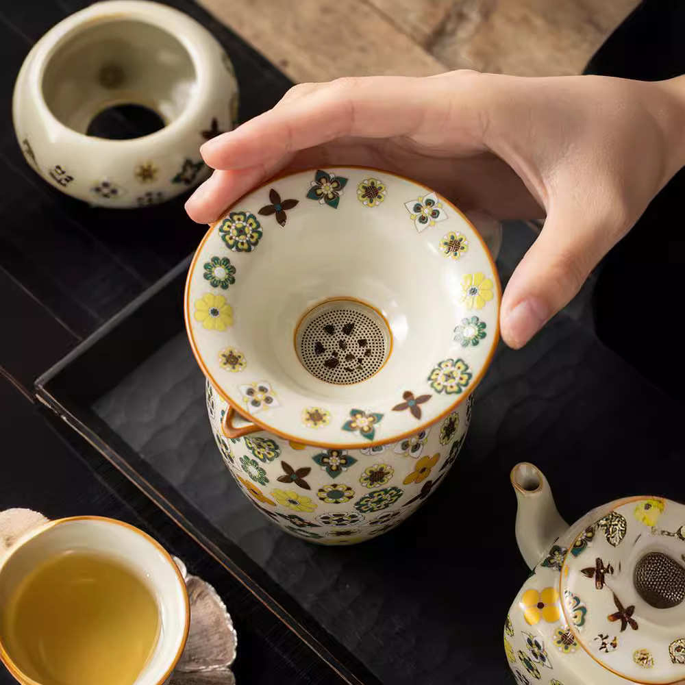 汝窑大唐宝相三足茶滤组茶漏泡茶叶过滤网陶瓷过滤器家用茶具配件