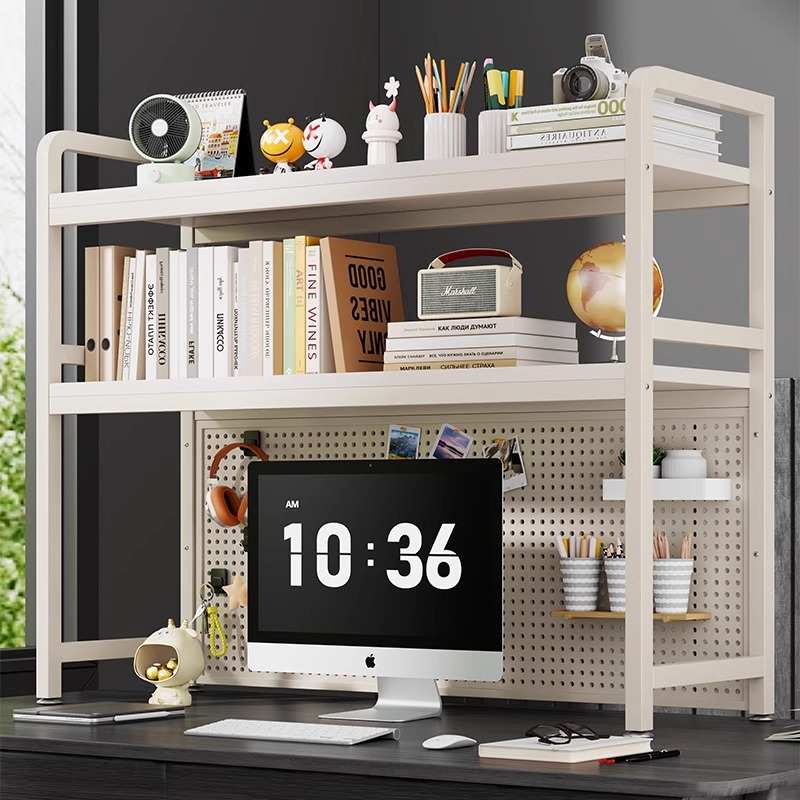 桌面置物架办公书桌铁艺多层书架桌上学生电脑桌上收纳洞洞板书架