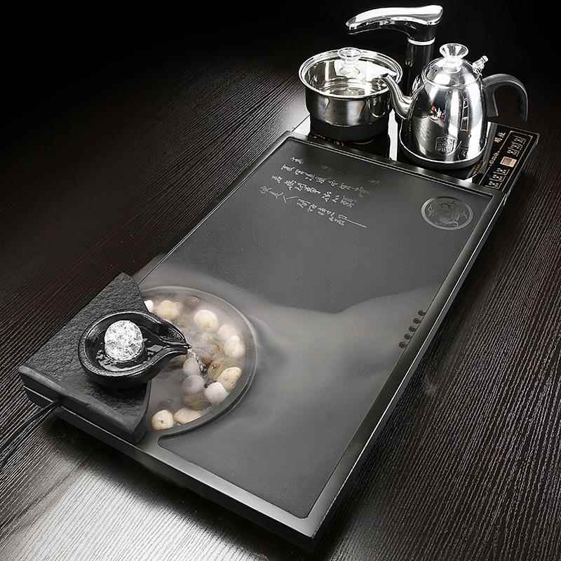 乌AXJ金石盘创意设计整块石石茶材黑金海现代家用茶办公茶台自动