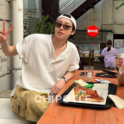 韩国CHIPOTLE高级感华夫格亨利领短袖t恤男2026夏季休闲宽松上衣