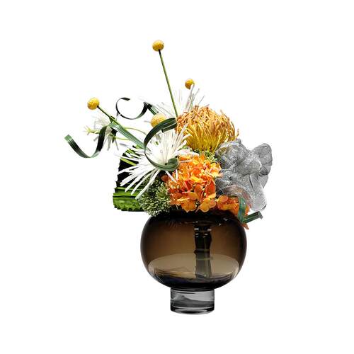 现代轻奢仿真花艺绿植玻璃插花器客厅餐桌售楼处茶几桌面摆设摆件