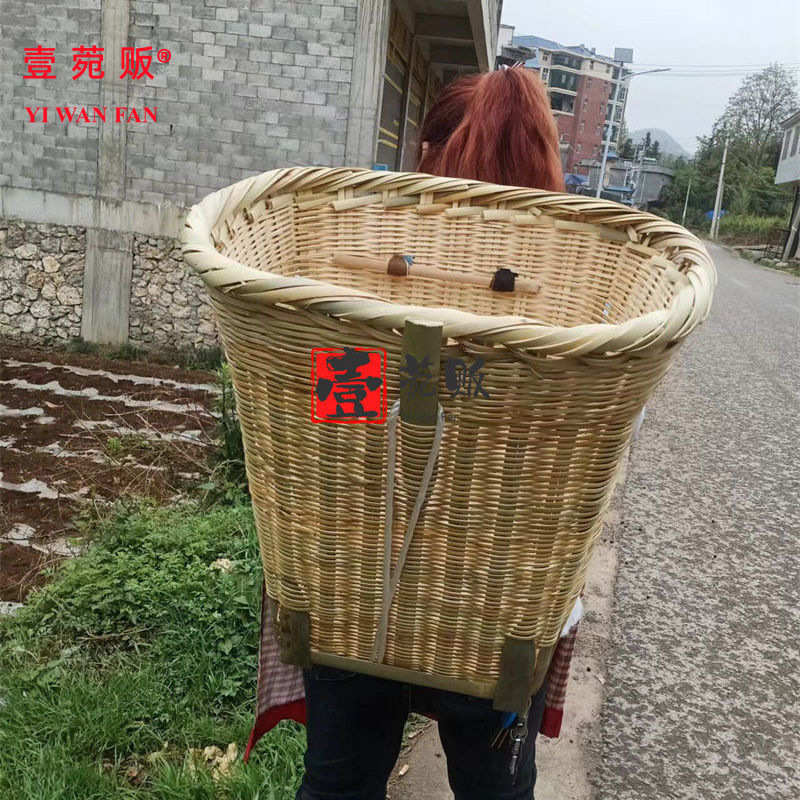 大号竹新品背背背收家用篼玉米箩成人竹编农村采摘手工全罗筐背篓