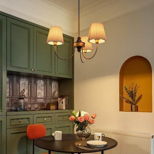 法式复古奶油百褶吊灯日式卧室全光谱护眼美式vintage客厅餐厅灯