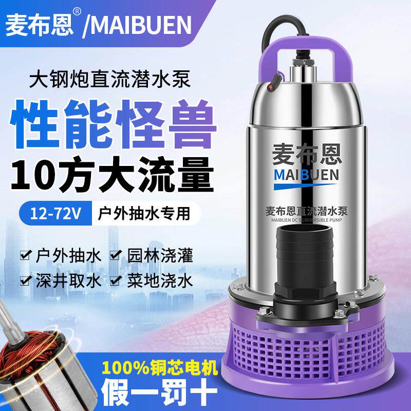 直流潜水泵电瓶电动车12V24v48V60v72v货车船用洗车大流量抽水泵