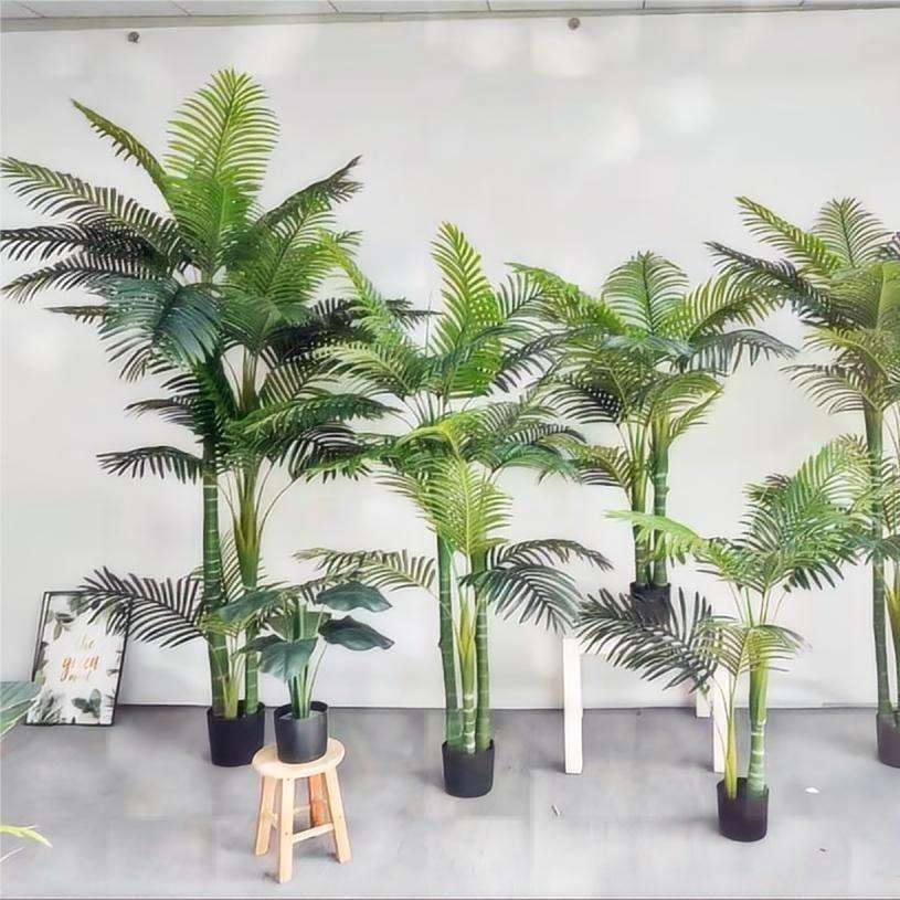 跨境仿真植物绿散尾葵天竺葵盆内栽天葵竺凤尾葵真植室装饰盆景假