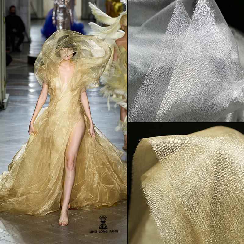 金银硬网纱布料 舞台花束饰品装饰造型蓬蓬裙礼服设计师面料