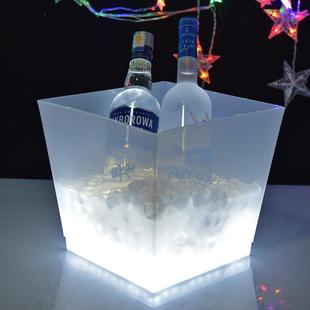直销发光方形塑料大冰桶亚克力香槟桶充电式 10L炫彩发光冰桶