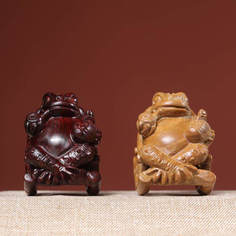 绿檀紫檀人生家摆件蟾蜍一体雕刻自在惬意文玩摆件吉祥物