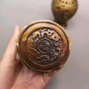 摆件收藏古玩铜器旧客厅工艺品一对花瓶批发龙凤黄铜做复古