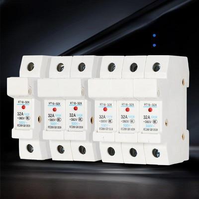 保险丝座Rt18-32X/63X压装导轨保险丝底座R015陶瓷保险丝管带指示