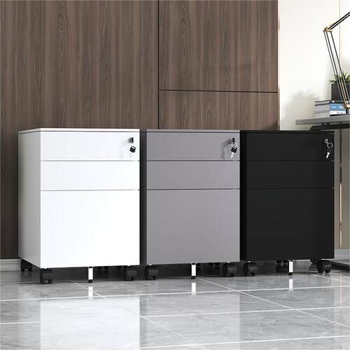 钢制活动柜办公室抽屉储物柜带锁文件柜铁皮柜桌下移动文件柜