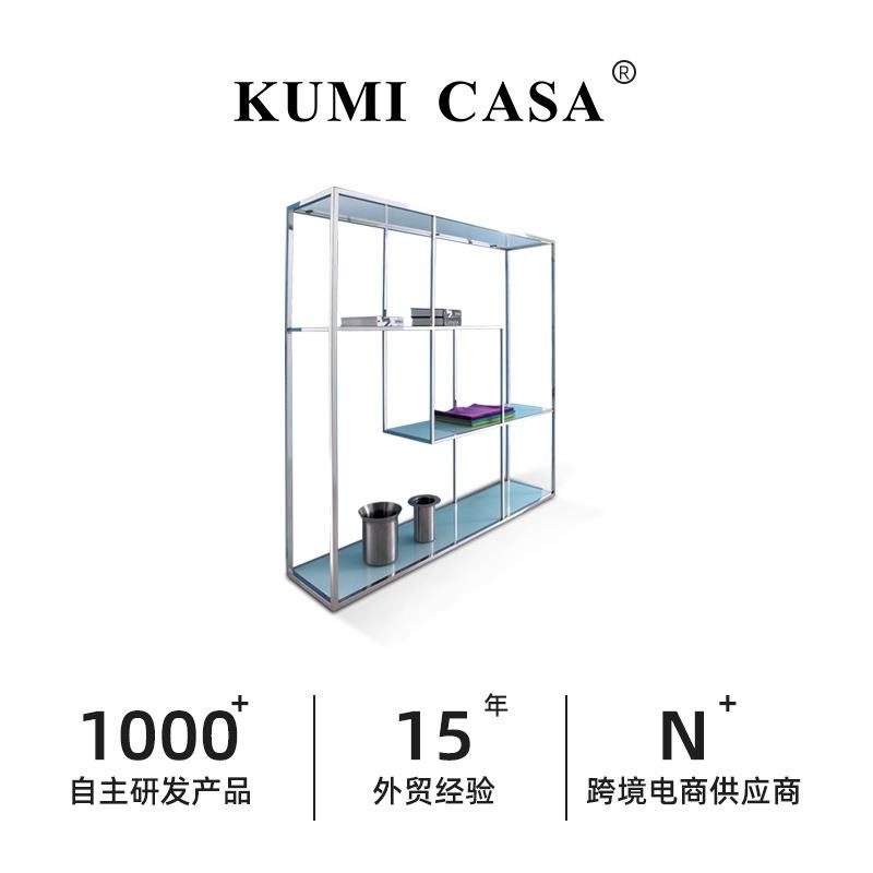 简约不锈钢落地陈列架玻璃服装店置物架轻奢酒柜透明展示柜收纳架