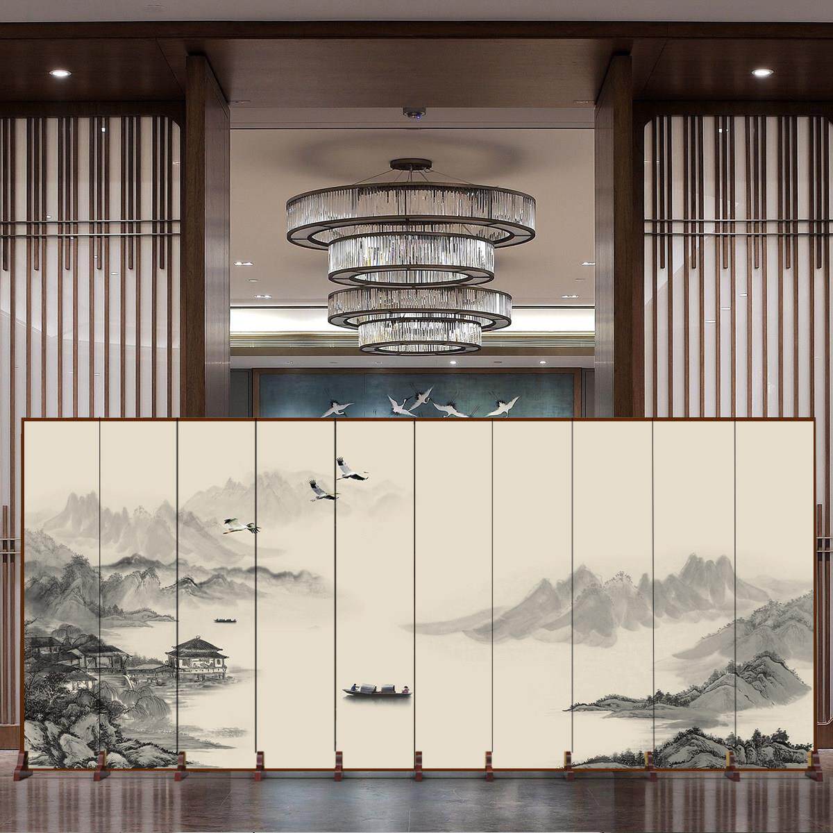 新中式屏风隔断简约办公餐饮折叠2026新款移动入户正对门挡板假墙