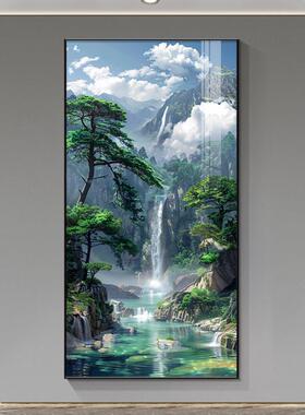 水生财风景画装饰5cf8zG56画入户玄关挂画正门流走廊新对款山源远