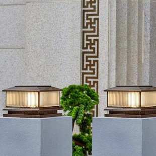 全铜大门灯户外别墅院子门柱灯农村大门口太阳能柱子灯庭院围墙灯