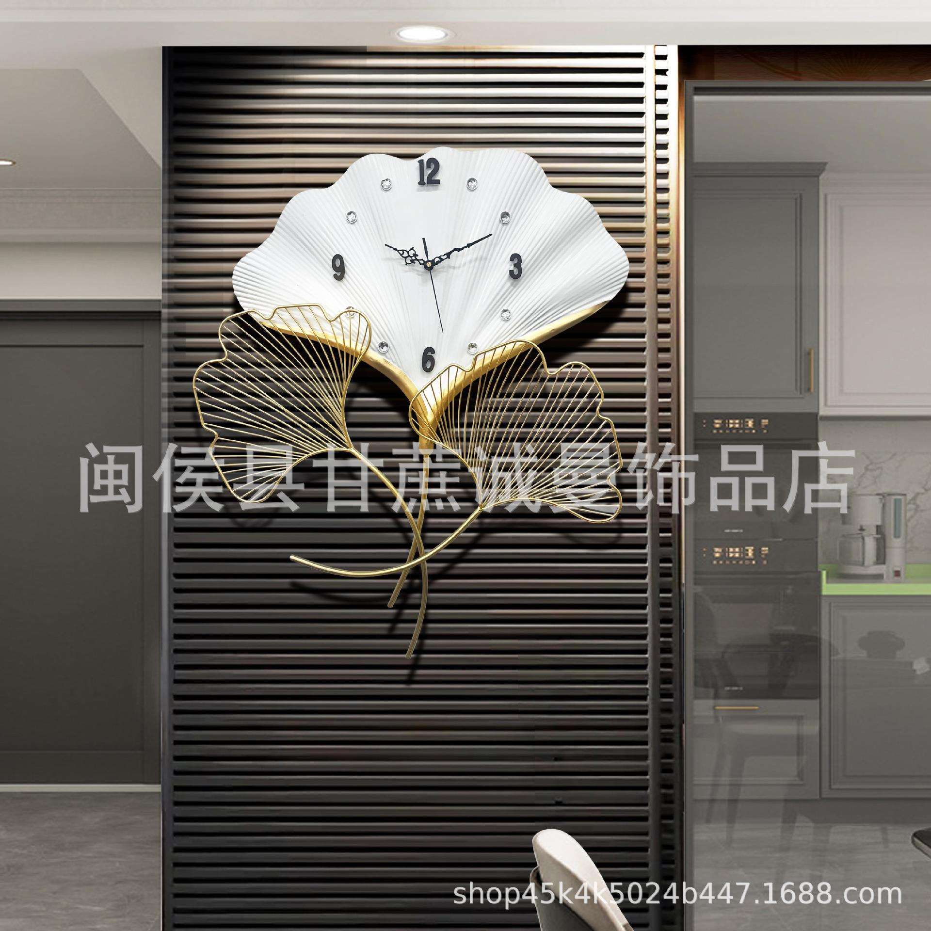墙面装饰立体铁艺墙壁饰品沙发背景玄关卧室壁挂羽毛挂钟源头厂家