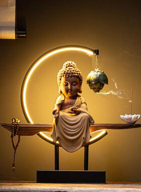 新中国禅宗风格观音菩萨如来佛像饰品陶瓷回流香炉客厅拜祭饰品工