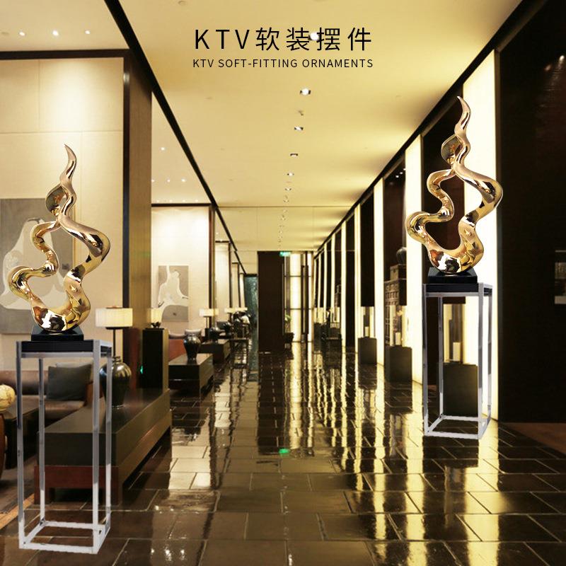 现货欧式浪漫树脂电镀金摆件抽象落地雕塑KTV软装样板房创意饰品