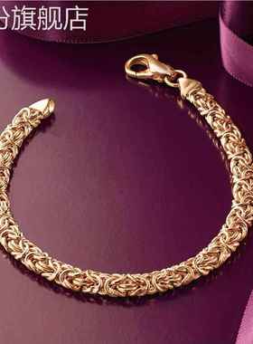 爆款欧美金属风格手工编织复古霸气男女宽龙骨链环环相扣个性手链